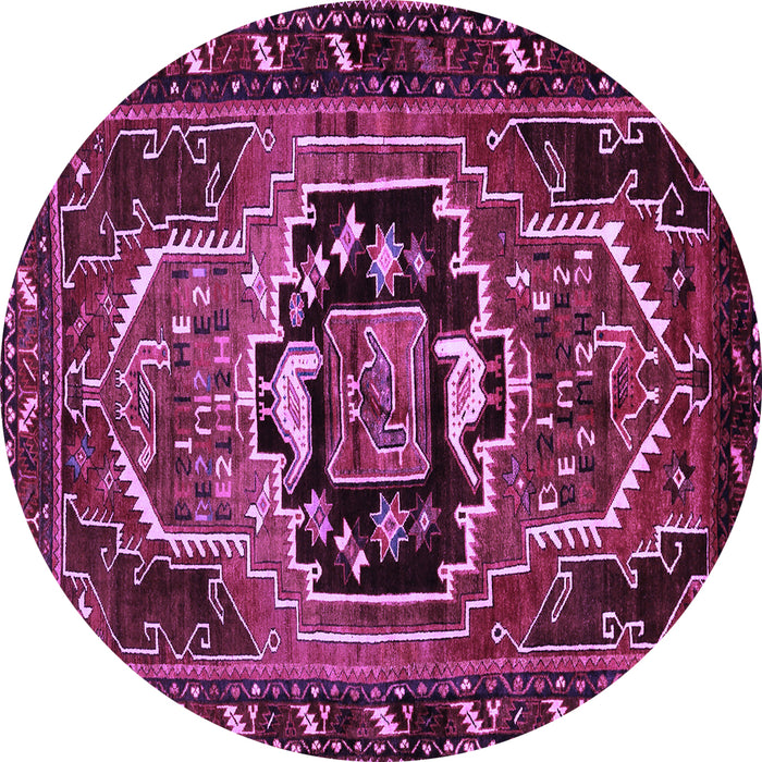 Round Persian Purple Traditional Rug, tr221pur
