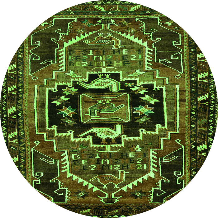 Square Persian Green Traditional Rug, tr221grn