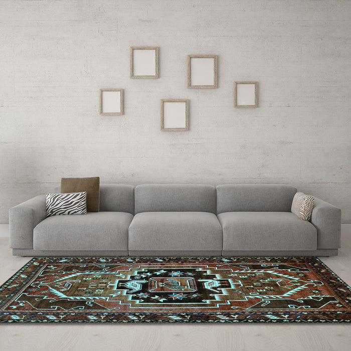 Machine Washable Persian Light Blue Traditional Rug in a Living Room, wshtr221lblu