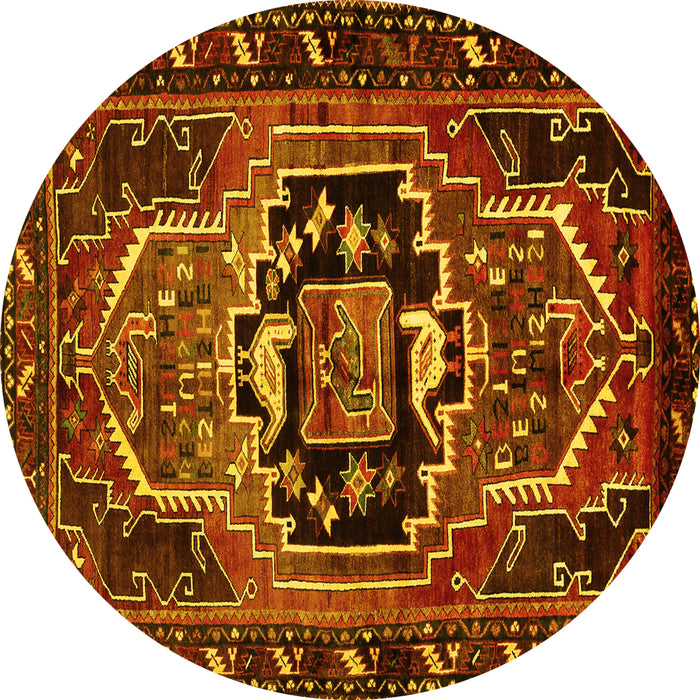Round Persian Yellow Traditional Rug, tr221yw