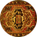Round Persian Yellow Traditional Rug, tr221yw