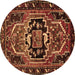 Round Machine Washable Persian Brown Traditional Rug, wshtr221brn