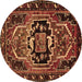 Round Persian Brown Traditional Rug, tr221brn