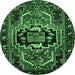 Round Persian Emerald Green Traditional Rug, tr221emgrn
