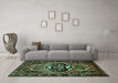 Machine Washable Persian Turquoise Traditional Area Rugs in a Living Room,, wshtr221turq