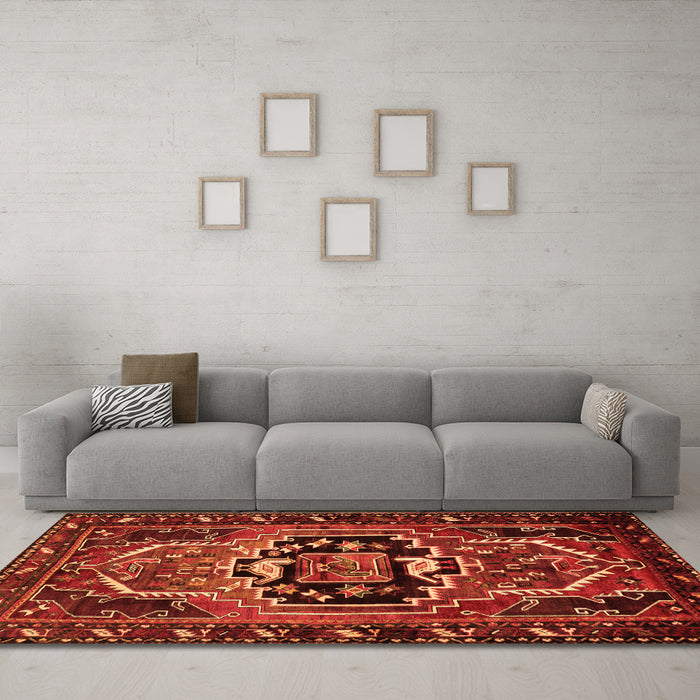 Machine Washable Persian Orange Traditional Area Rugs in a Living Room, wshtr221org