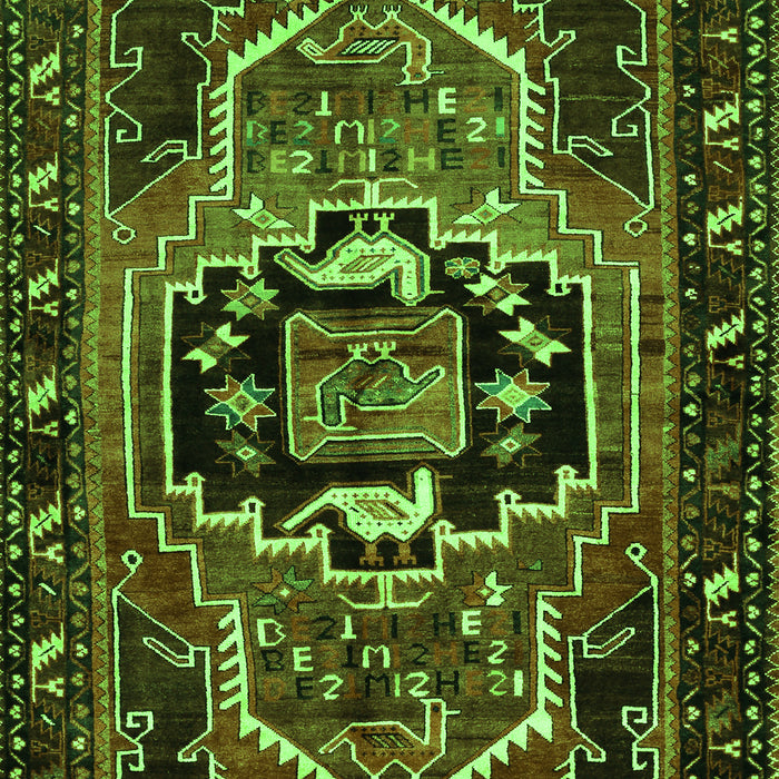 Serging Thickness of Machine Washable Persian Green Traditional Area Rugs, wshtr221grn