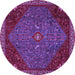 Round Machine Washable Persian Purple Traditional Area Rugs, wshtr2220pur