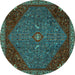 Round Persian Turquoise Traditional Rug, tr2220turq