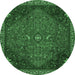 Round Persian Emerald Green Traditional Rug, tr2220emgrn