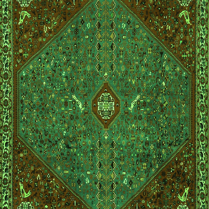 Serging Thickness of Machine Washable Persian Green Traditional Area Rugs, wshtr2220grn