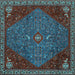 Square Machine Washable Persian Light Blue Traditional Rug, wshtr2220lblu