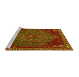 Sideview of Machine Washable Persian Yellow Traditional Rug, wshtr2220yw