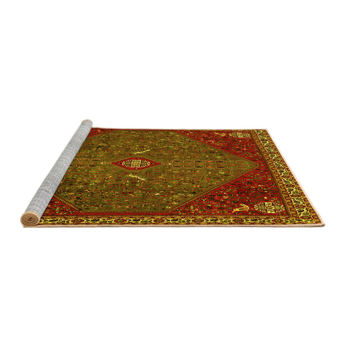 Sideview of Machine Washable Persian Yellow Traditional Rug, wshtr2220yw