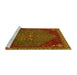 Sideview of Machine Washable Persian Yellow Traditional Rug, wshtr2220yw