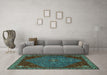 Machine Washable Persian Turquoise Traditional Area Rugs in a Living Room,, wshtr2220turq