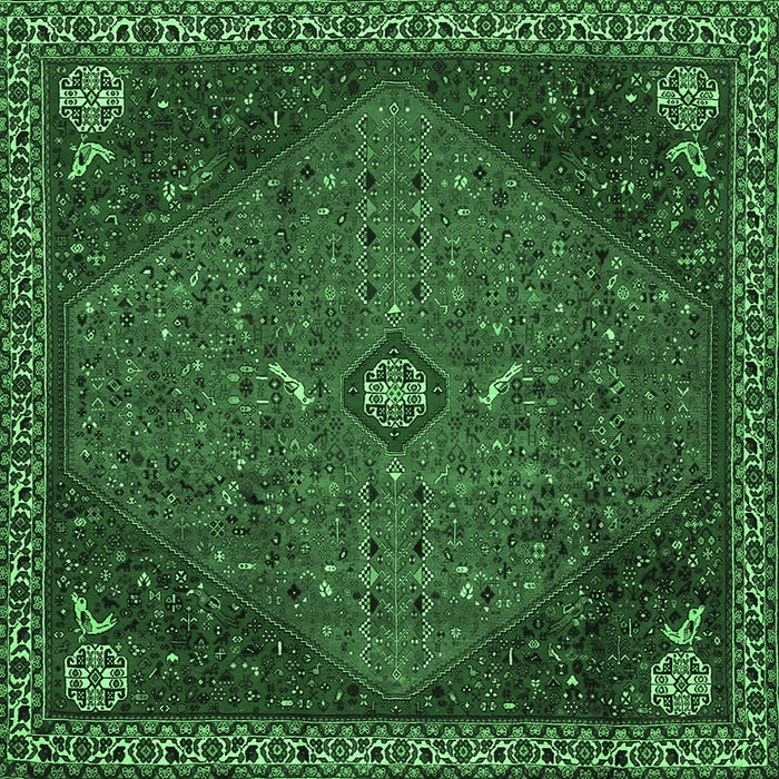 Square Persian Emerald Green Traditional Rug, tr2220emgrn