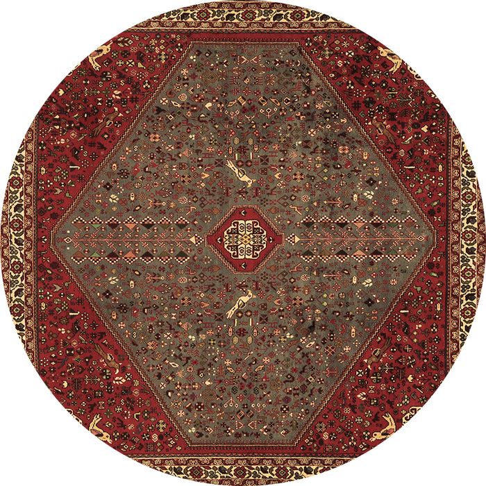 Round Machine Washable Persian Brown Traditional Rug, wshtr2220brn