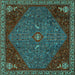 Square Persian Turquoise Traditional Rug, tr2220turq