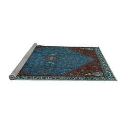Sideview of Machine Washable Persian Light Blue Traditional Rug, wshtr2220lblu