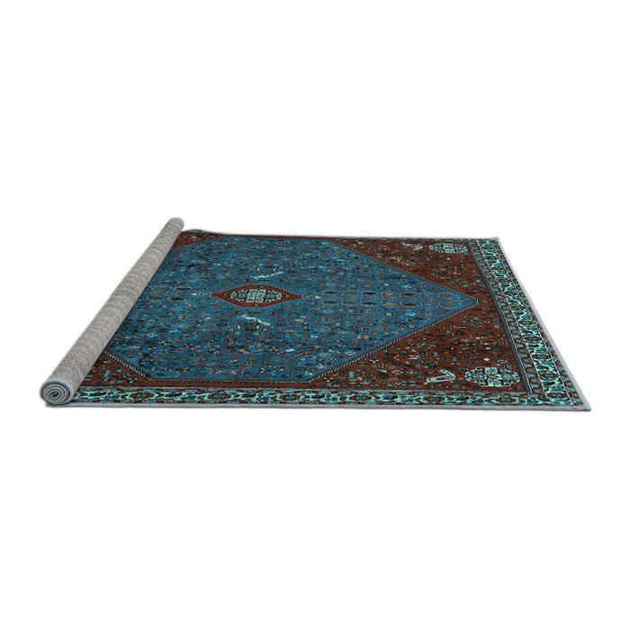 Sideview of Machine Washable Persian Light Blue Traditional Rug, wshtr2220lblu