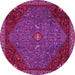 Round Machine Washable Persian Pink Traditional Rug, wshtr2220pnk