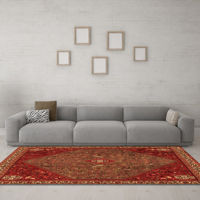 Machine Washable Persian Orange Traditional Area Rugs in a Living Room, wshtr2220org