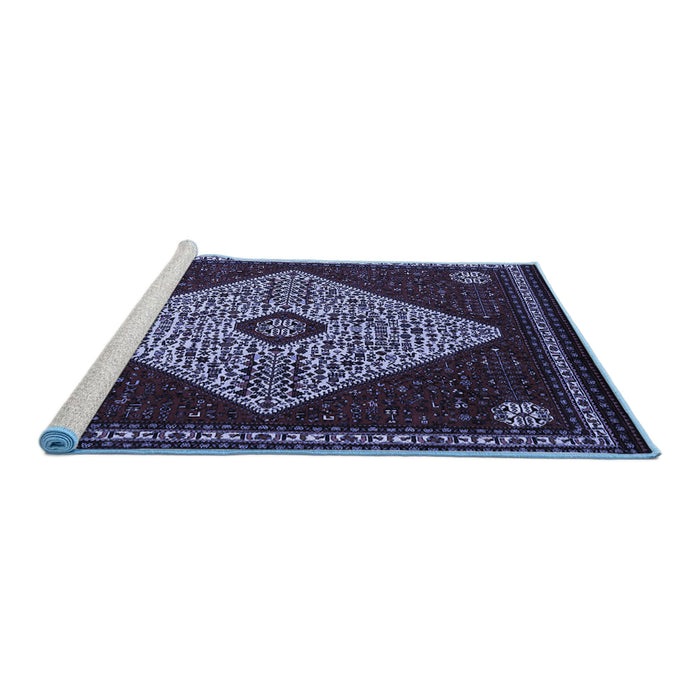 Sideview of Machine Washable Persian Blue Traditional Rug, wshtr2221blu