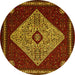 Round Persian Yellow Traditional Rug, tr2221yw