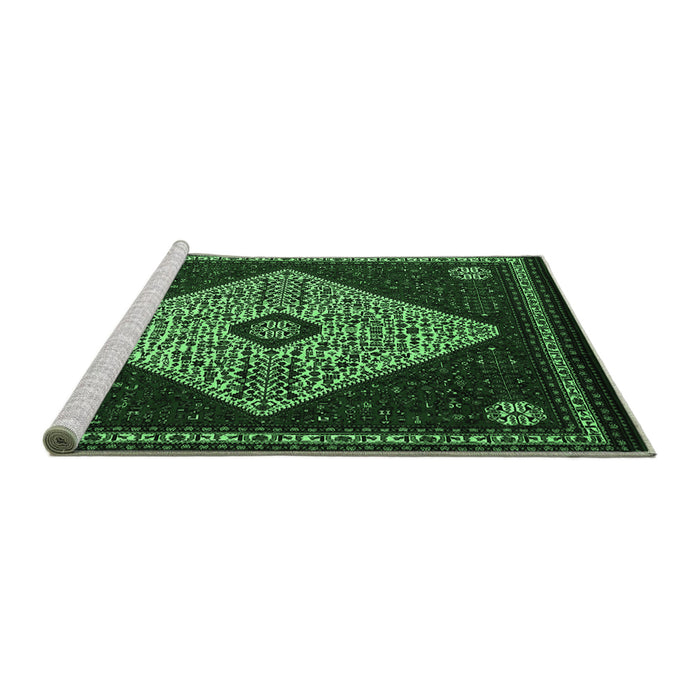 Sideview of Machine Washable Persian Emerald Green Traditional Area Rugs, wshtr2221emgrn