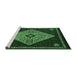 Sideview of Machine Washable Persian Emerald Green Traditional Area Rugs, wshtr2221emgrn