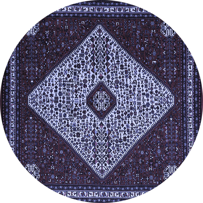Round Machine Washable Persian Blue Traditional Rug, wshtr2221blu