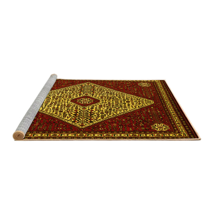 Sideview of Machine Washable Persian Yellow Traditional Rug, wshtr2221yw