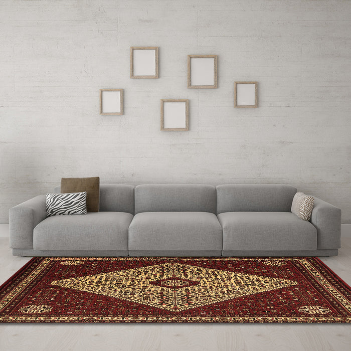 Machine Washable Persian Brown Traditional Rug in a Living Room,, wshtr2221brn