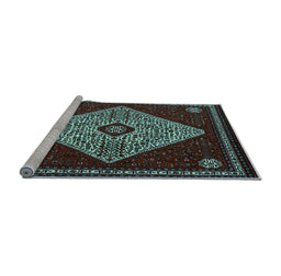 Sideview of Machine Washable Persian Light Blue Traditional Rug, wshtr2221lblu