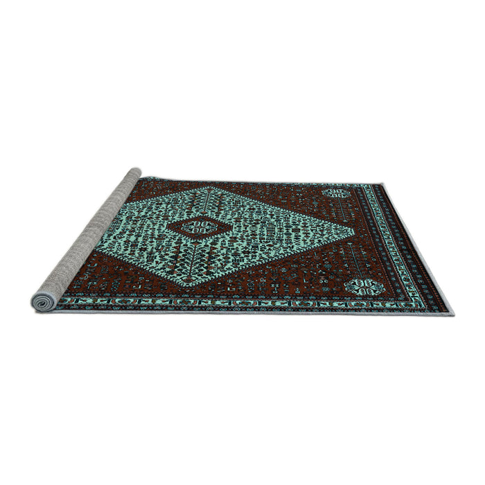 Sideview of Machine Washable Persian Light Blue Traditional Rug, wshtr2221lblu