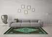 Machine Washable Persian Turquoise Traditional Area Rugs in a Living Room,, wshtr2221turq