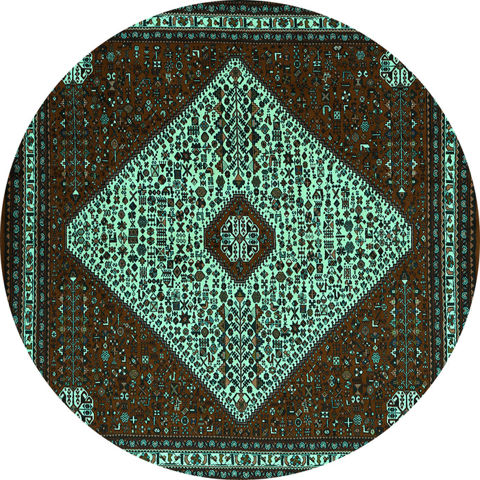 Round Persian Turquoise Traditional Rug, tr2221turq