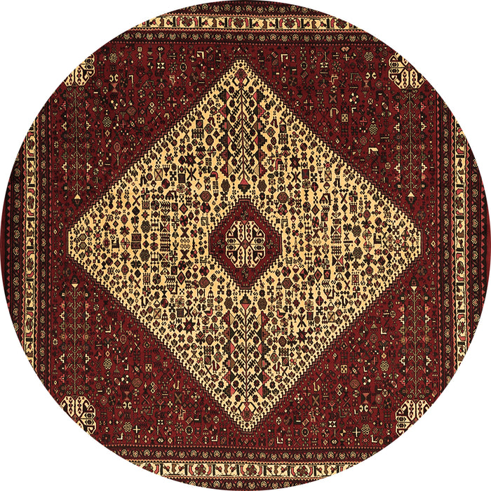 Round Machine Washable Persian Brown Traditional Rug, wshtr2221brn
