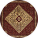 Round Machine Washable Persian Brown Traditional Rug, wshtr2221brn