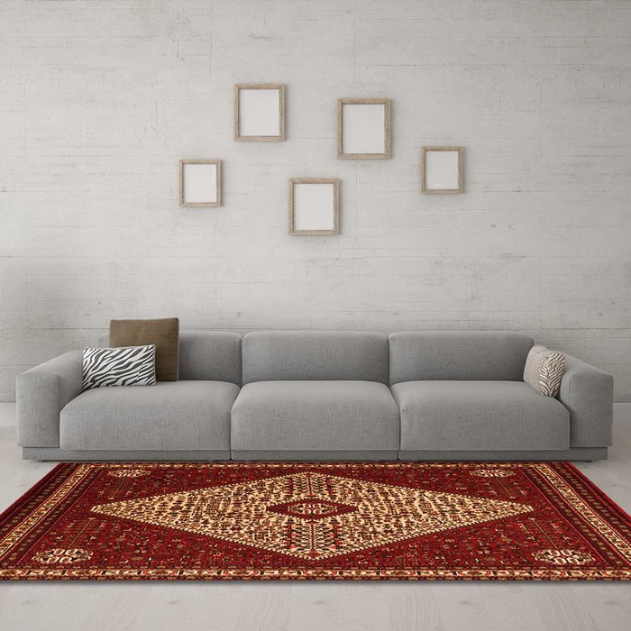 Machine Washable Persian Orange Traditional Area Rugs in a Living Room, wshtr2221org