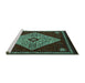 Sideview of Machine Washable Persian Turquoise Traditional Area Rugs, wshtr2221turq