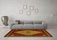 Machine Washable Persian Yellow Traditional Rug, wshtr2221yw