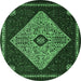 Round Persian Emerald Green Traditional Rug, tr2221emgrn