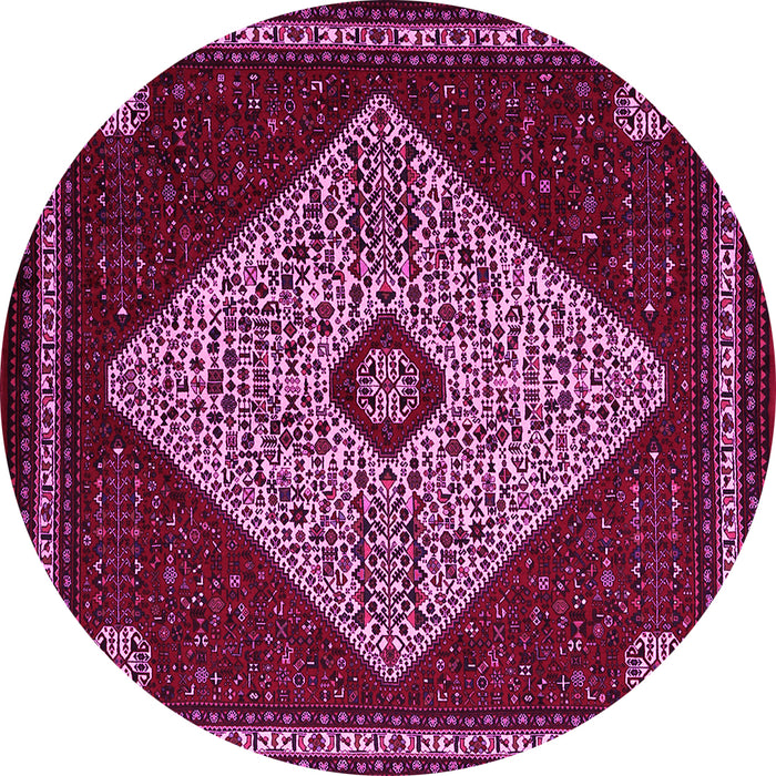 Round Machine Washable Persian Pink Traditional Rug, wshtr2221pnk