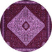 Round Machine Washable Persian Purple Traditional Area Rugs, wshtr2221pur