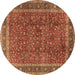 Round Persian Brown Traditional Rug, tr2222brn