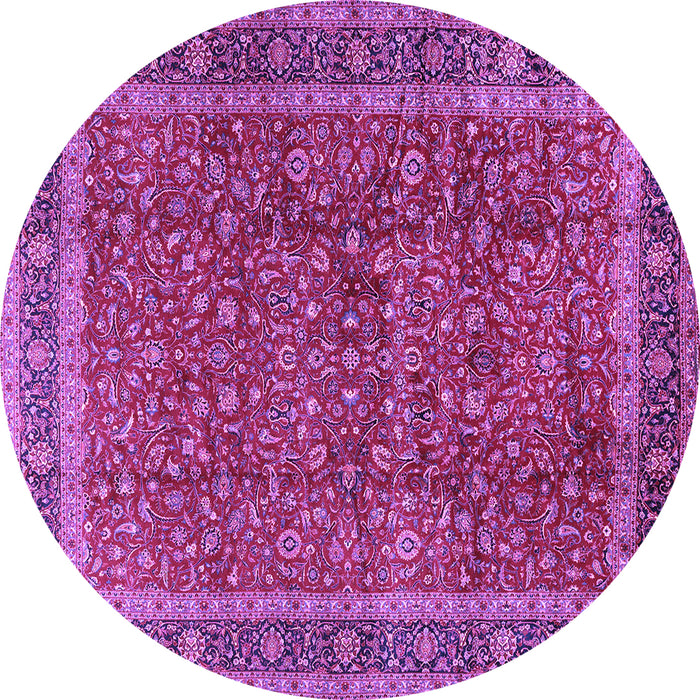Round Machine Washable Persian Purple Traditional Area Rugs, wshtr2222pur