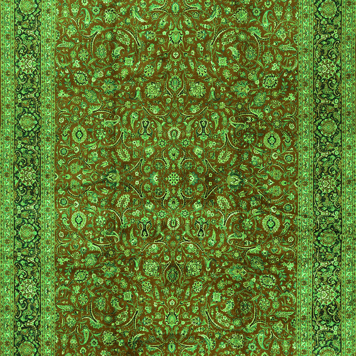 Serging Thickness of Machine Washable Persian Green Traditional Area Rugs, wshtr2222grn