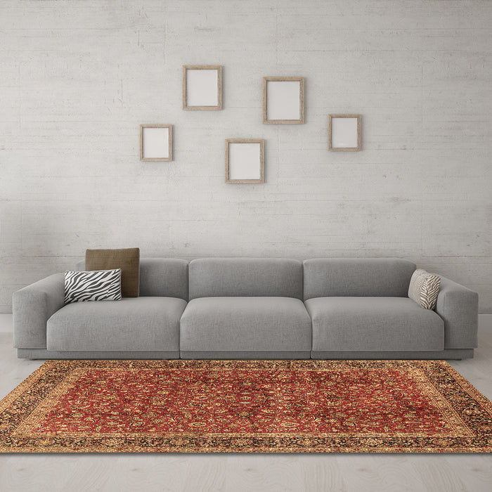 Machine Washable Persian Brown Traditional Rug in a Living Room,, wshtr2222brn